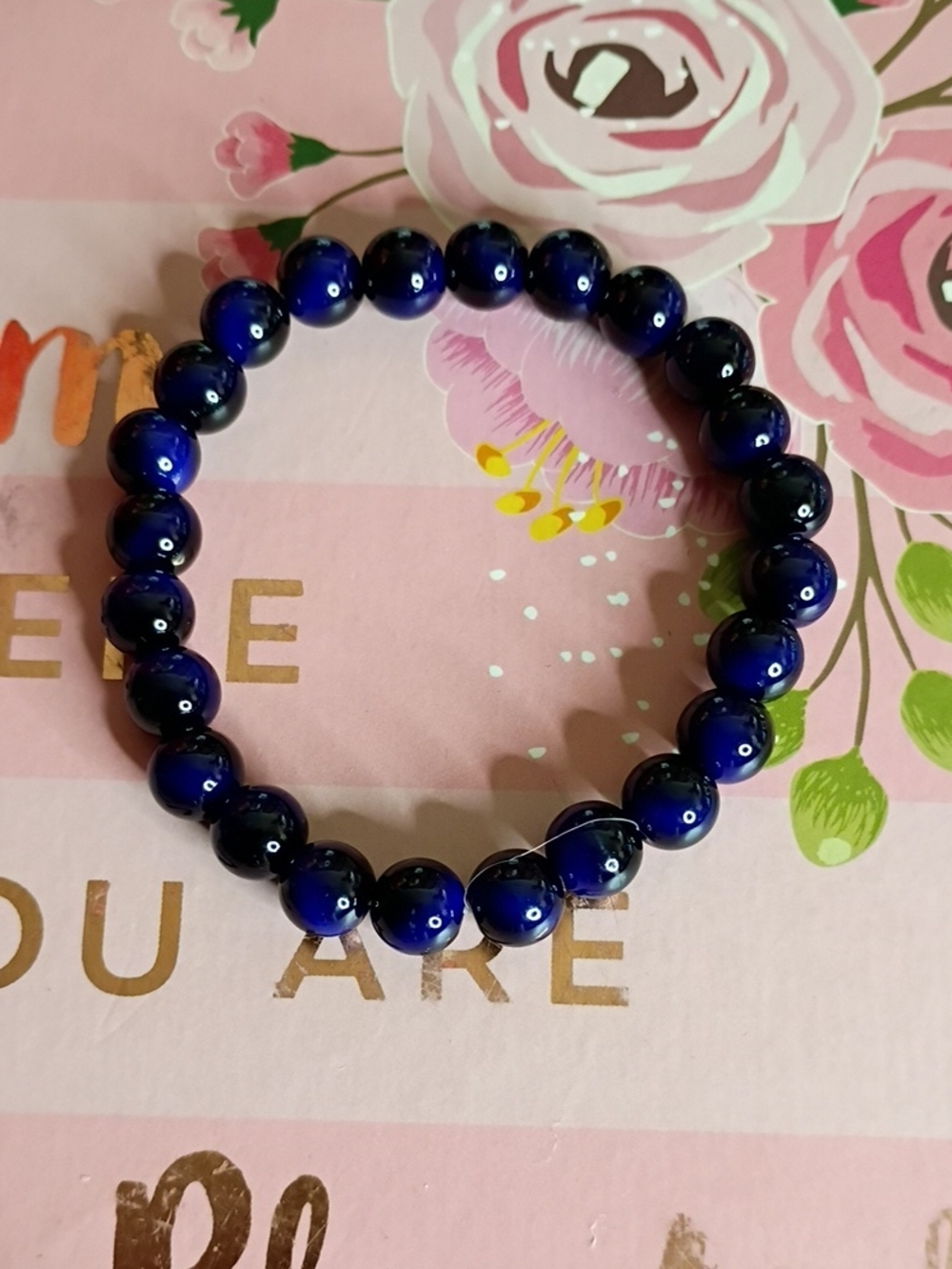Blue Beaded Stretch Bracelet